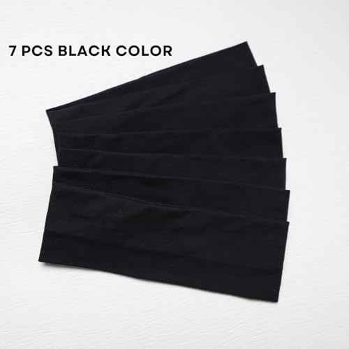7 PCS Black Headbands for Women Cotton Non Slip Hair Bands Sweat Thick Headband Hair Accessories