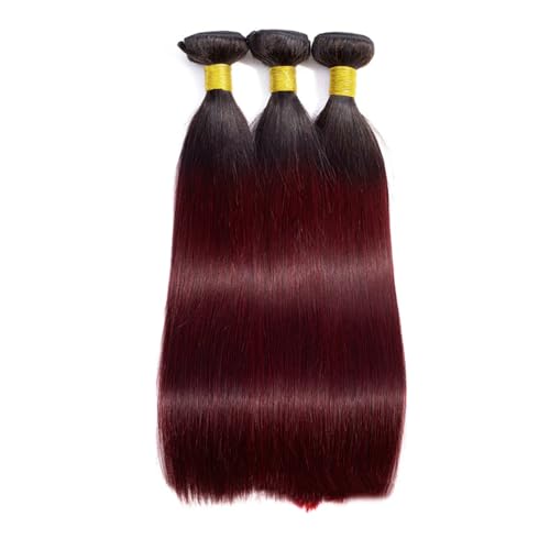 1B99j Bundles Burgundy Straight Human Hair Bundles Brazilian Virgin Human Hair 18 20 22 inch Two Tone Black To Burgundy Bundle Double Weft 1B99j Straight Hair Extensions