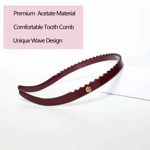 Wine Red Headbands for Eyewear Flex No Pressure Hairband Fashion Acetate Headbands for Womens Sisters Girls Gifts