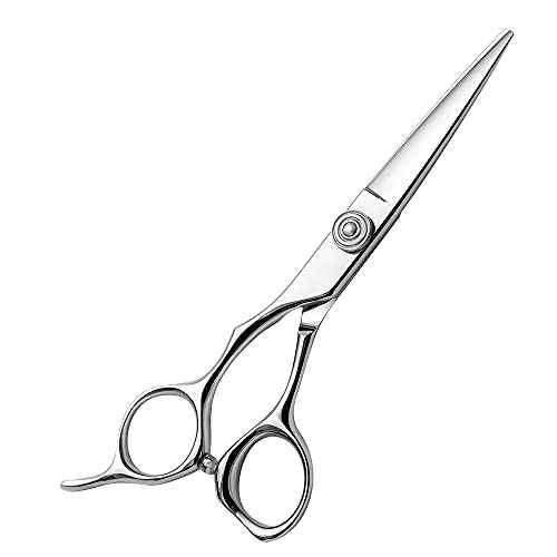 AOLANDUO Hair Scissors Professional Left Handed, VG10 Steel Left Handed Barber Shears, Razor Edge, Offset Ergonomic, Precision Hair Cutting Scissors for Salon & Home, 1 Count, 5.5 Inch