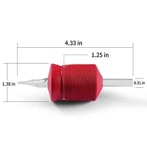 1.25 Inch Ultra Premium Red Soft Silicone Grip w/Long Clear Disposable Tubes & Tips- 15 Pack, Round Tip (7RT)