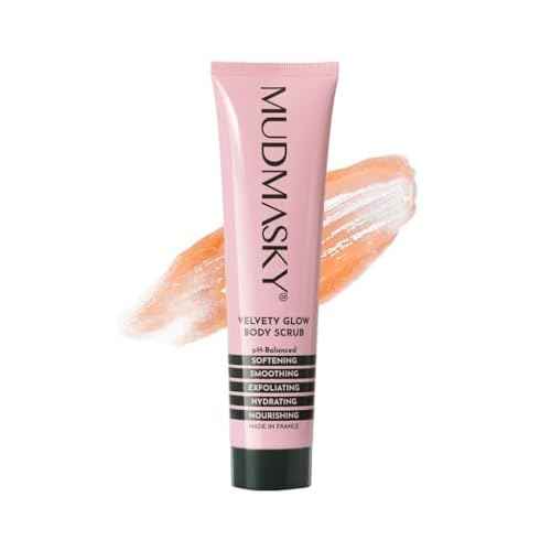 Mudmasky Velvety Glow Body Scrub 6.0 OZ. XXL-size - AS SEEN IN YOUR IPSY GLAM BAG - Exfoliating Bamboo Scrub. Made in France. No harsh chemicals. For Soft, Radiant Skin.
