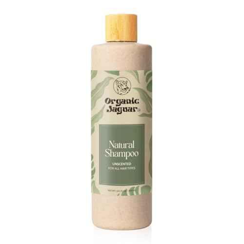 Organic Jaguar Natural Shampoo for Hair Care, Sulfate Free Shampoo with Castor Oil, Honey, Biotin, Glycerin, Aloe Vera & Mild Thickening Agent, Unscented, Dry to Color Treated to All Hair, 13.5 fl oz
