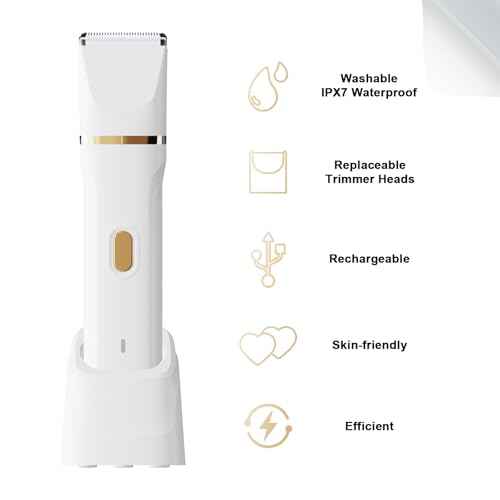 ele ELEOPTION Electric Razors for Women 5-in-1 Waterproof Wet Dry Electric Shaver with USB Charge Dock, Legs Hair Remover, Body Shaver for Beard Bikini Trimmer for Women White