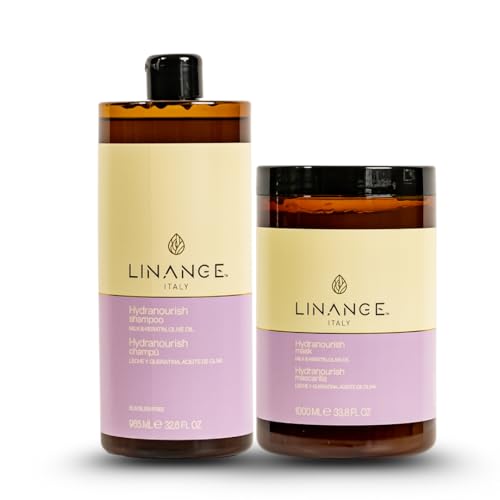 LINANGE Hydranourish Shampoo with Milk, Keratin, and Olive Oil - Hydrating and Nourishing Shampoo for Dry and Frizzy Hair, 965ml / 32.6 oz.