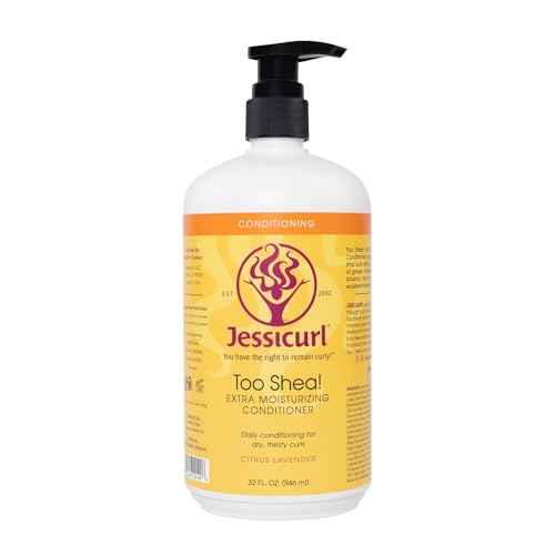 Jessicurl, Too Shea! Extra Moisturizing Conditioner for Curly Hair, Citrus Lavender, 32 Fl oz. Leave in Conditioner for Dry Hair, Anti Frizz Hair Products