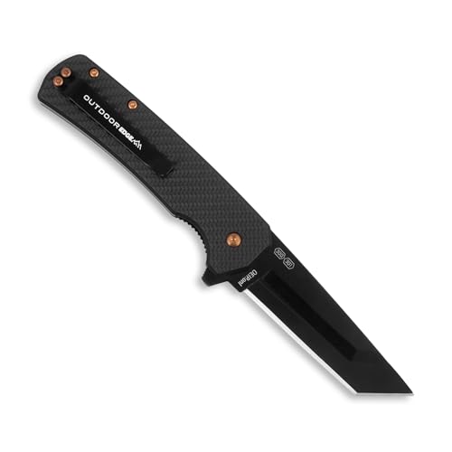 OUTDOOR EDGE Razor VX5 ? 3" Replaceable Blade Folding Pocket Knife ? Black Tanto Blade with Ceramic Ball Bearings ? Carbon Fiber Over G10 Handle ? EDC, Outdoor, Camping & Survival Utility Knife
