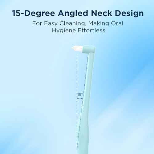 End Tuft Toothbrush with Covers, Small Head for Hard-to-Reach Areas, Orthodontic Toothbrush for Braces, Soft Bristles for Adults, Individually Wrapped, 6-Pack