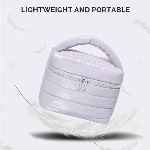 Prite Makeup Bag for Women Cute Cosmetic Bag Girls Portable Waterproof Toiletry Bag Travel Make Up Organizer Bag with Handle (Violet)