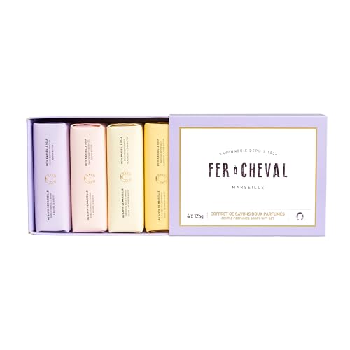 Fer ? Cheval Gentle Perfumed Soaps Gift Set, 4x125g/4.41oz - Marseille Vegetable Soap with Shea Butter and Softening Oils