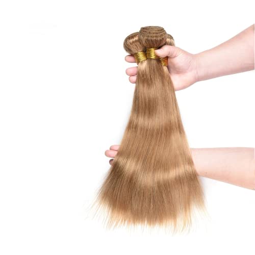 Color 27 Straight Human Hair Bundles Brazilian Virgin Hair Color 27 Bundles Human Hair 14 16 18 Inch Honey Blonde Remy Hair Extensions