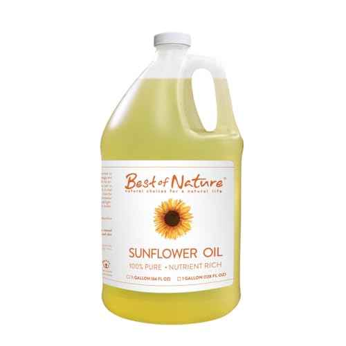 Best of Nature 100% Pure Sunflower Massage Oil, Lightweight Deep Moisturizing Unscented Oil for Skin, Body & Massage, Nourishing Hydration for Hair & Face, Half Gallon (64 fl oz)