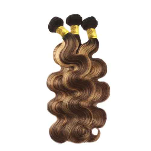 Human Hair Bundles P4/27# Color Body Wave Bundles Human Hair Unprocessed Brazilian Virgin 26 28 30 Inch 3 Bundles Quick Weave Human Hair Extensions (P4/27# Body Wave, 26 28 30)