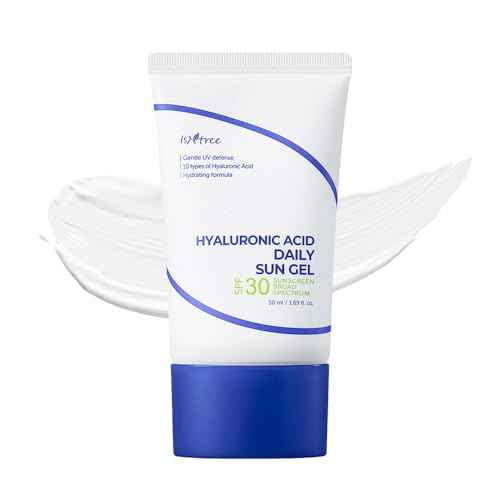 ISNTREE Hyaluronic Acid Daily Sun Gel 50ml, 1.69 fl oz | SPF 30 | Korean Skincare | Moisturizing | No White Cast | Lightweight | Mild Formula | Daily SPF | Korean Sunscreen | Broad Spectrum