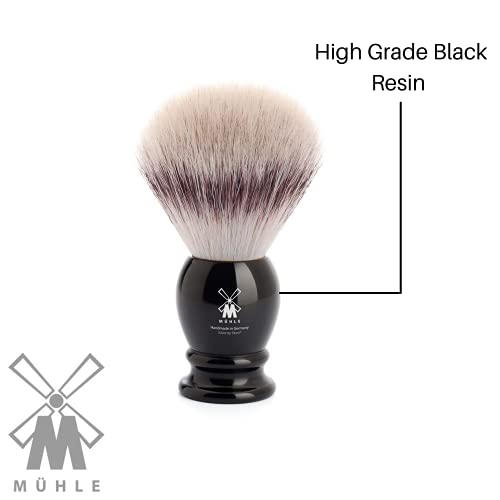 M?HLE Classic Black Large Silvertip Fiber Shaving Brush - Synthetic Luxury Shave Brush for Men, Rich Lather