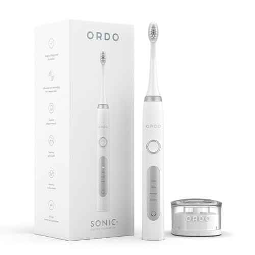 ORDO Sonic+ Electric Toothbrush for Adults, Advanced Tech, 4 Brushing Modes, Fast Rechargeable, Sonic Toothbrushes Over 4 Weeks Battery Life, Silicone Polishing Element, USB Charger, White Silver