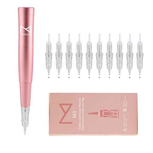 Arrow Wireless Permanent Makeup Machine By Mellie Microblading - Powder Brows - Shading - Microshading - Brow Machine Compatible with M3 or Intelli Needle Cartridge (Machine, Pink)