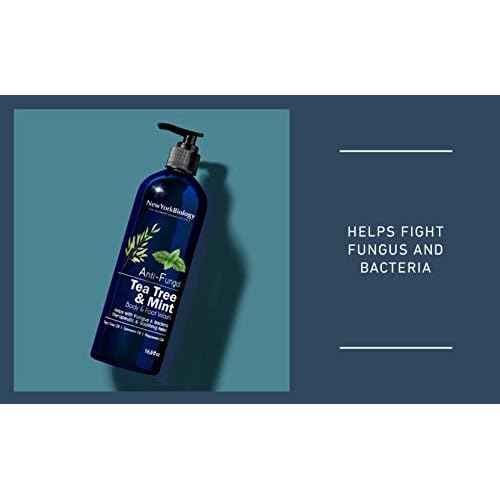 New York Biology Tea Tree Mint Body Wash for Men and Women - Moisturizing Body Wash Helps Soothe the Skin - Refreshing and Hydrating Cleanser for Body and Feet - 16.9 Fl Oz (Pack of 2)