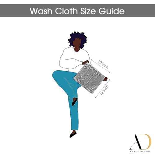 Ample Decor Washcloths Pack of 5 12 X 12 Inch, 600 GSM 100% Cotton Soft Absorbent, Premium Quality Durable Ideal for Bathroom, Pool, Hotel, Spa - Grey