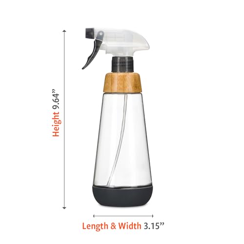 Full Circle Bottle Service-Refillable Glass Spray Bottle-Versatile Stream & Mist Options,Bamboo with Protective Silicone Boot-Ideal for Non-Toxic Cleaning Solutions & Plant Care,16oz,Gray,2 Pack