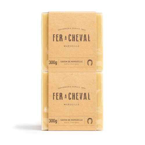 Fer ? Cheval Savon de Marseille Vegetal Soap Cube 300 g/10.58 oz (2 Pack) ? Traditional French Soap, Palm Oil Free, Mild Daily Cleansing, Artisan-Made in Marseille, France