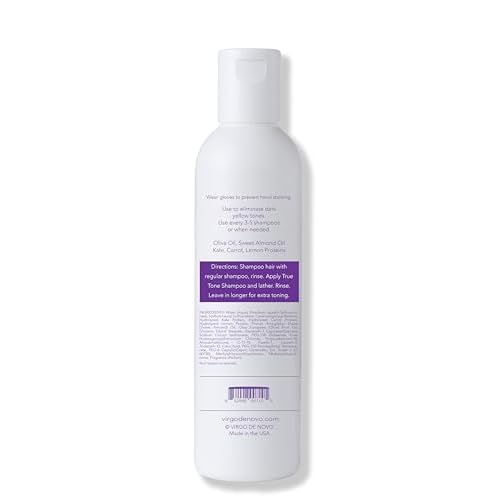 Virgo de Novo Dark Purple Toning Shampoo Neutralizes Dark Yellow & Brassy Tones, Brightens Blonde, Silver & Grey Hair, Sulfate-Free, Color-Safe, Non-Drying (8 oz)