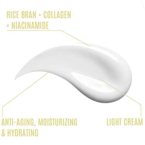 Rice Facial Light Cream 1.7oz, Rice Bran Essence with Collagen, Niacinamide, Vitamin C, Glowing Look, Improves Moisture Skin Barrier, Nourishes Deeply, K Beauty