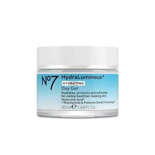 No7 HydraLuminous+ Hydrating Day Gel Moisturizer - Hyaluronic Acid and Vitamin B3 Niacinamide Face Moisturizer to Hydrate, Protect & Refresh Skin - Supports Skin Barrier Repair (1.69 Fl Oz)