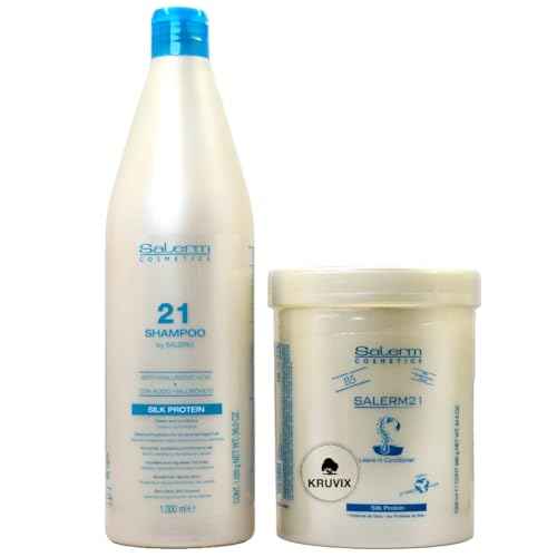 Salerm 21 B5 Silk Protein Leave-in Conditioner 34.5 Ounce and Silk Protein 21 Shampoo 36 Ounce Combo Set by Kruvix