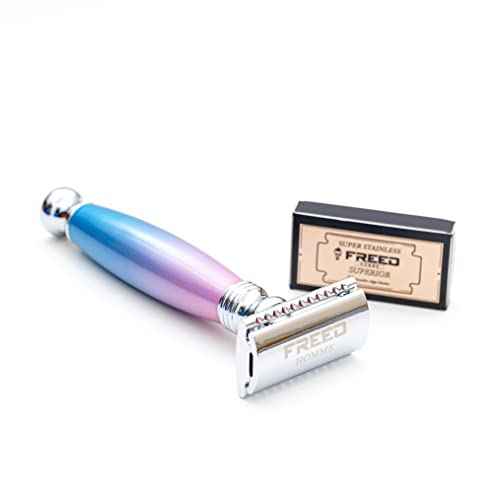FREED Luxury Shaving Set for Men - Double Edge Safety Razor with alloy handle include 120 count Japanese 6cr13 Stainless Steel blade,It's the best gift for men, fathers,or birthdays