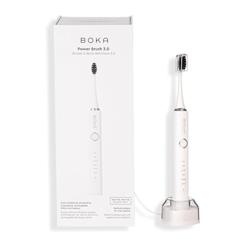 Boka 3.0 Electric Toothbrush for Adults w/ 2 Heads - Rechargeable Sonic Powered Tooth Brush - Charcoal Activated Bristles for Deep Cleaning - Dentist Recommended Oral Care - Charging Base w/Micro USB