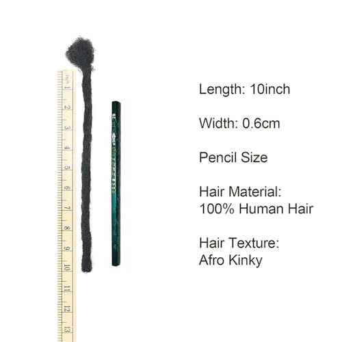 Dreads Extensions for Men Women Loc Extensions Human Hair Dreadlock Extensions 0.6 cm 14 Inch 30 Strands Handmade Permanent Locs Extension Natural Black Soft Locs Hair Extensions Can be Dyed Bleached