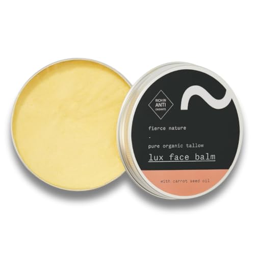 fierce nature Luxe Face Balm with Carrot Seed Oil, Pure Tallow Balm as Vitamin-Rich Natural Face Moisturizer, Men and Women¡¯s Cleansing Balm for Face and Body, Unscented, 100g