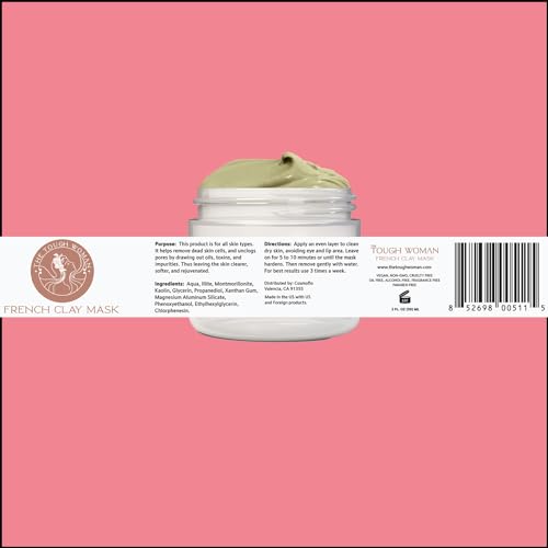 Detox Green Clay Mask for Face - 3-Clay Blend with Kaolin Volcanic Clay - Deep Pore Cleansing, Removes Excess Oil, Tightens Pores - Oil-Free, Paraben-Free