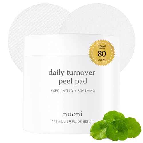 NOONI Facial Toner Pads - Glycolic Acid Exfoliating Pads 80 EA | AHA(Glycolic Acid, Lactic Acid), Pore Pad, Glass Skin, Reduces Fine lines with Panthenol & Hydrating Serum, Korean Skin Care, Kbeauty