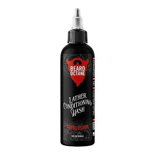 Beard Octane: Barbershop Beard Wash - 8oz Beard Shampoo - Cleans & Moisturizes Beards w/Shea Butter - Softer Beards - Made in USA