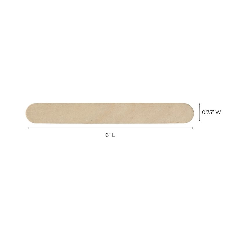 Premium Wood Applicators for Hair Removal Waxing - Non-Sterile, Large 6" L x .75" W, 500 Count