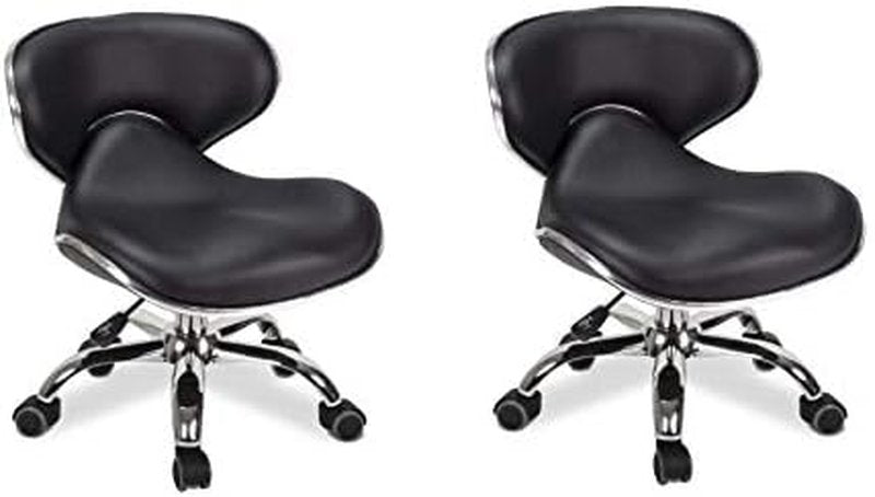 Adjustable Nail Salon Pedicure Stool Set of 2 - Comfortable Pneumatic Chair | Black