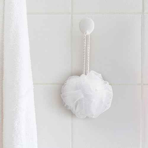 12 Pcs Travel Size Loofah Individually Wrapped, Small Shower Puff Bath Sponge Pouf Ball Bulk Mesh Bath Puff Mini Loofah Sponge with Case Bulk for Shower Care (25g,White)