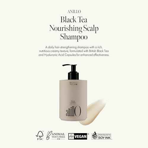 Vegan Nourishing Scalp Shampoo with Black Tea, Hyaluronic & Amino Acids to Strengthen Scalp Barrier, Creamy Woody Scent, Paraben, Sulfate & Silicone Free 450ml / 15.22 fl. Oz