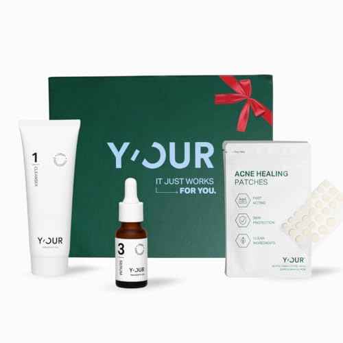 Y¡¯OUR Essential 3-Step Acne Kit: Purifying Cleanser, Anti-Acne Serum & Healing Patches; Pimple Clearing, Pore Minimizing Skincare Routine. Made in USA. Suitable for All Skin Types. Holiday Gift Bundle