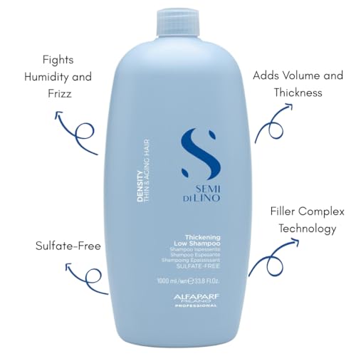 Alfaparf Milano Semi Di Lino Density Shampoo - Sulfate-Free Hair Thickening Shampoo - Gentle Cleansing Shampoo with Filler Complex - Protects & Hydrates for Long-Lasting Color