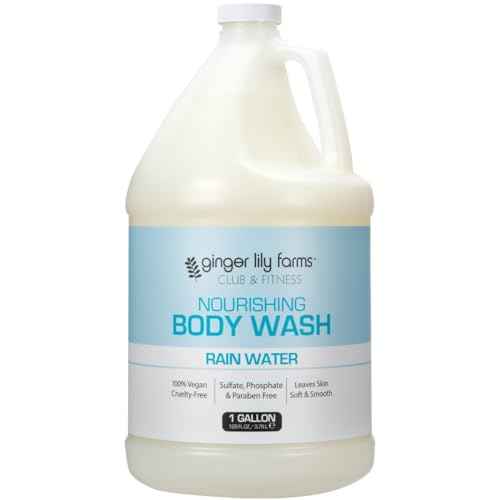 Ginger Lily Farms Club & Fitness Nourishing Body Wash, 100% Vegan & Cruelty-Free, Bath & Shower Gel for Men and Women, Rain Water Scent, 1 Gallon (128 fl. oz.) Refill