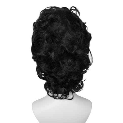 Linfairy Short Black Retro Vintage Wig Big Bouffant Beehive Wigs for Women fits 50s 80s Halloween Costume