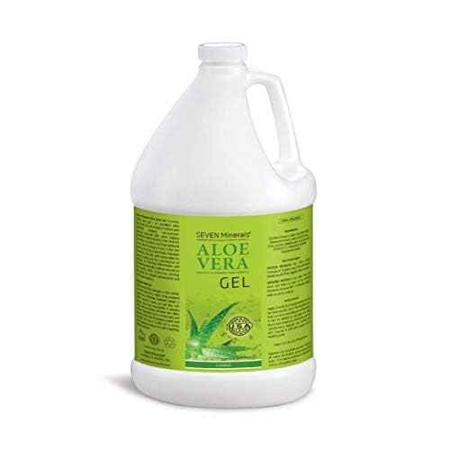 Seven Minerals Organic Aloe Vera Gel from freshly cut 100% Pure Aloe - 1 Gallon - HighestQuality, Texas grown, Vegan, Unscented - For Face, Skin, Hair, Sunburn Relief - Bulk DIY (128 Fl Oz)
