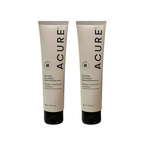 Acure Bonding Hair Mask - Weekly Deep Conditioning Hair Mask for Damaged Locks, Rescue Bond Repair Treatment for Dry, Damaged, Thin, Fine Locks, Natural Ingredients, Vegan - 5 fl oz (2 Pack)