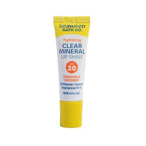 Seaweed Bath Co. Hydrating Clear Mineral Lip Shine SPF 20 Sunscreen Zinc Oxide Lip Balm, .35 Oz, Moisturizing Care for Dry, Chapped Lips