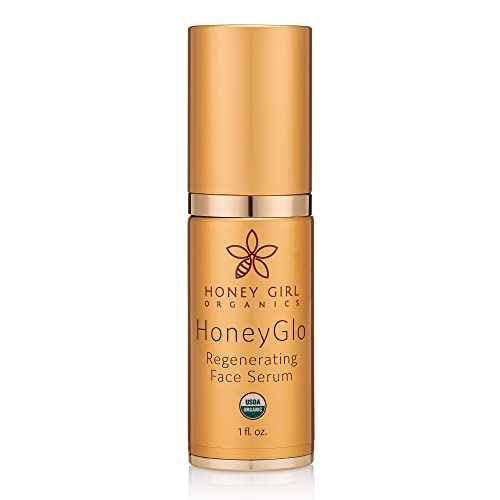 Honey Girl Organics HoneyGlo Regenerating Face Serum, USDA Certified Organic Facial Serum for Women Softens and Moisturizes Skin with Enriched Beehive Ingredients, Vitamin C and EVOO (1 oz)