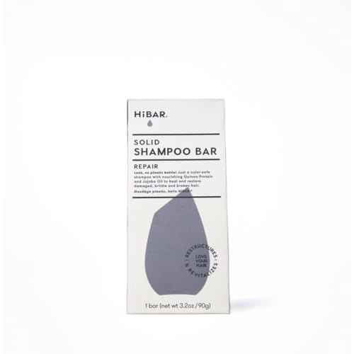 HIBAR - Repair Shampoo Bar - For Damaged, Broken, Brittle Hair - Restore & Nourish - With Quinoa Protein & Jojoba Oil - Plastic-Free - Soap, Paraben & Sulfate-Free - Color Safe & Vegan -1 Solid Bar