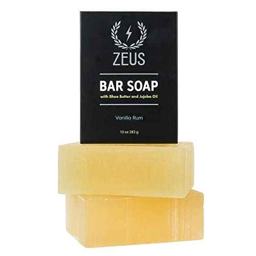 ZEUS Natural Body & Face Bar Soap, Hydrating & Balancing Cleanser for Men¡¯s Skin Care, Daily Face & Body Wash, Gentle on Sensitive Skin (TWO PACK) Vanilla Rum